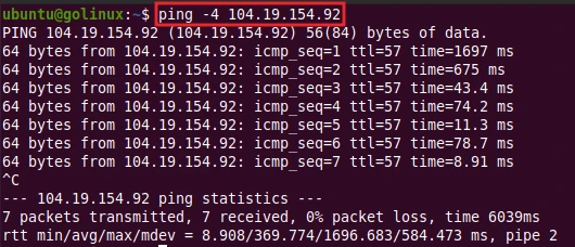 ping command to use ipv4 address
