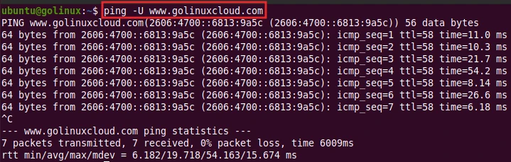 ping command to print full user-to-user latency