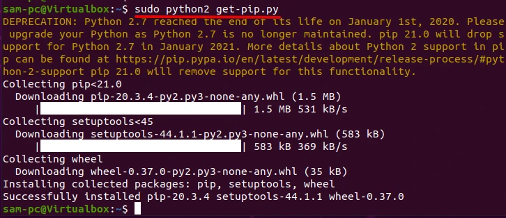 install pip2 using script