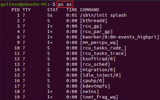 ps command to list all processes in bsd format