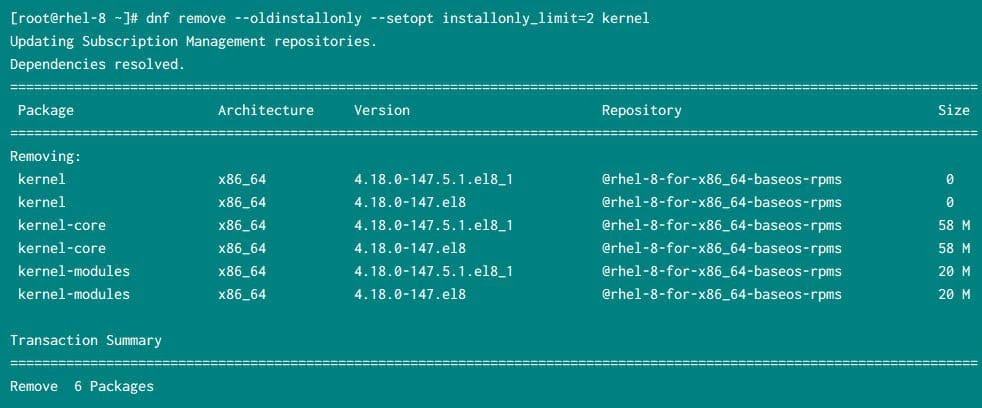 How to properly remove old kernels RHEL/CentOS 8