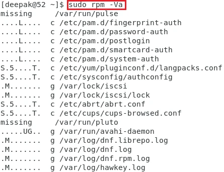 rpm command to verify all packages