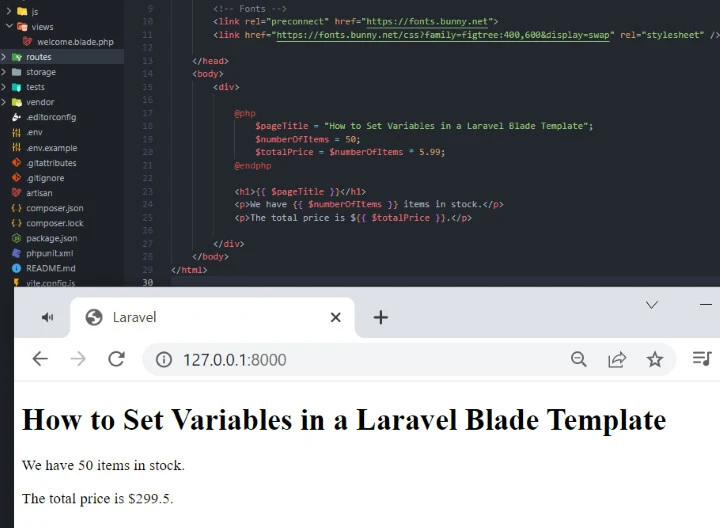 How to Set Variables in a Laravel Blade Template