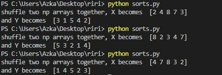shuffle two np arrays together