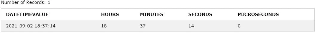SQL Time Functions - How to get hour, minute, second and microsecond Sample Output 3