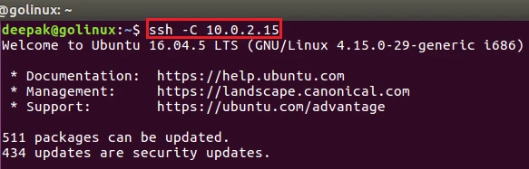 ssh command to request compression of all data