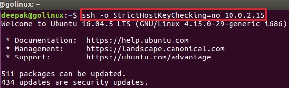 ssh command to disable strict key host checking