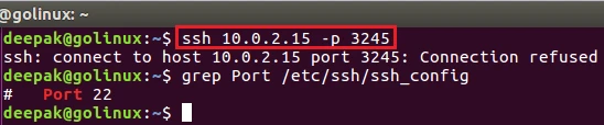 ssh command to specify a port
