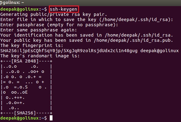 ssh command to generate ssh keys