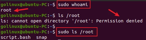 sudo command to run command as root user
