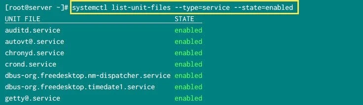 systemctl list enabled services