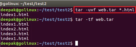 tar command to append only new files in archive
