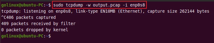 write captured packets to a file