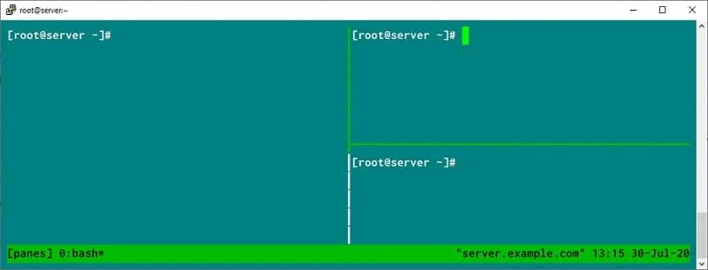 tmux splitting panes