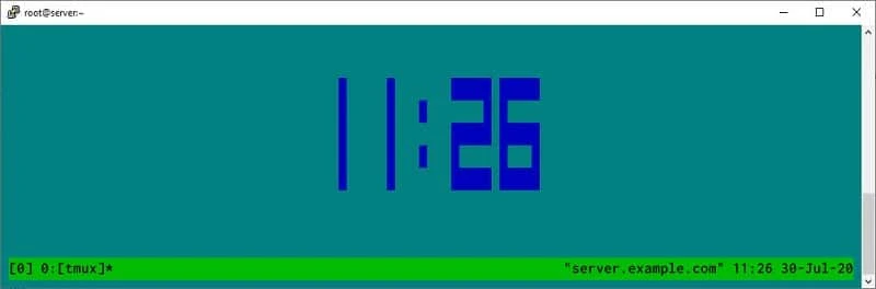 display clock with tmux session