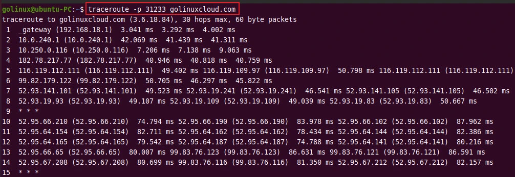 specify the destination port
