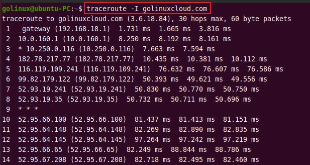 traceroute using ICMP ECHO