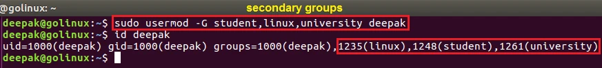 usermod command to assign multiple secondary groups to user