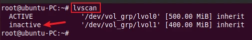 lvscan command to scan logical volume