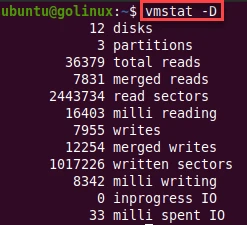 vmstat command to summarize disk statistics