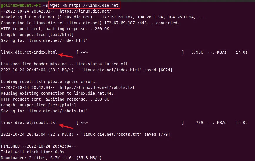 wget create mirror of website