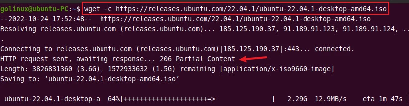 wget resume download