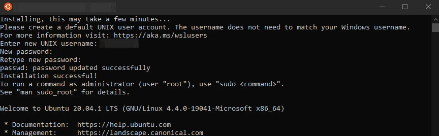 Install Linux using Windows Subsystem for Linux