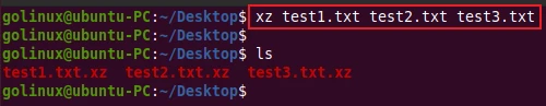 xz command to compress multiple files
