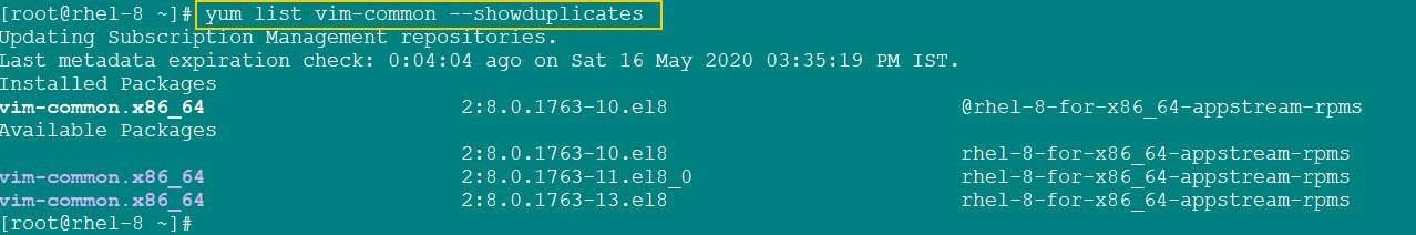 YUM install specific version | YUM install from specific repo